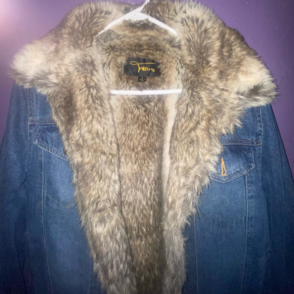faux fur jean jacket